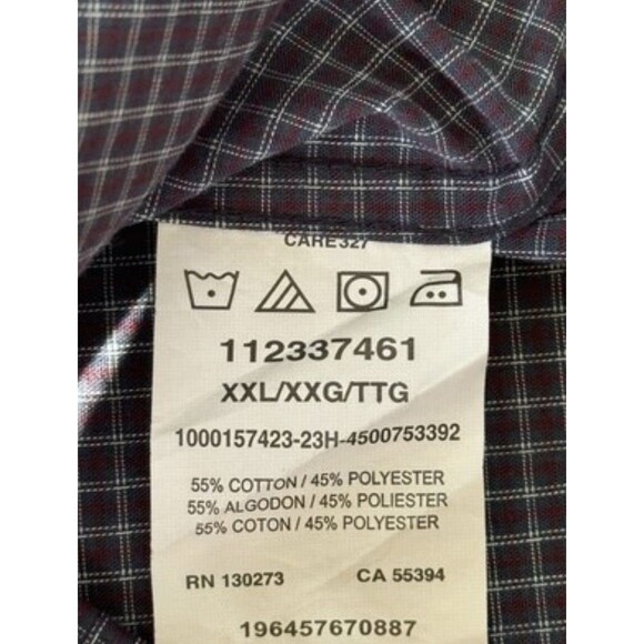 Wrangler RIATA Mens XXL Burgundy Navy White Checkered Pattern Plaid Button Up - Picture 6 of 8